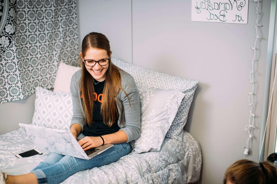 Relaxing in dorm room